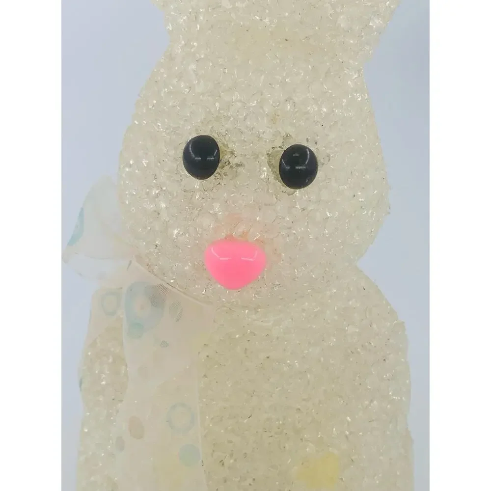 Vintage Plastic Popcorn Rabbit Lighted White Bow 9.5